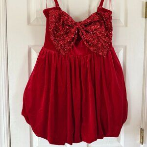 Fashion Nova Clara Velvet Bubble Dress Set - Red